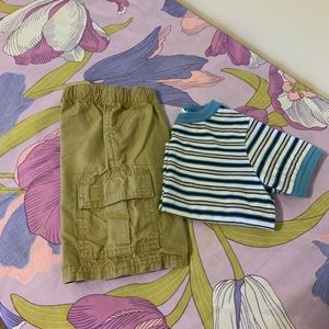 EUC 2 Pieces Boy Tan Cargo shorts & short sleeves Tee